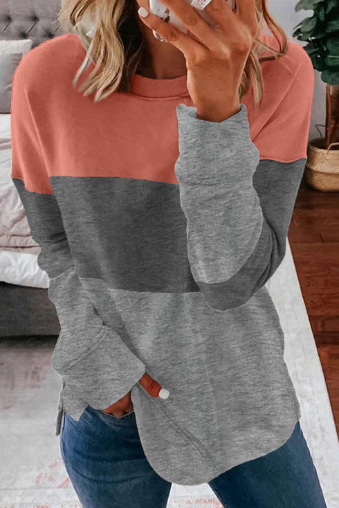 Leopard Print Color Block Drop Shoulder Pullover Sweatshirt
