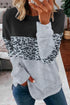 Leopard Print Color Block Drop Shoulder Pullover Sweatshirt