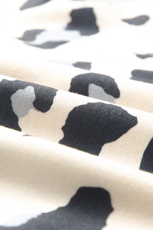 Leopard Print Color Block Pocketed Drawstring Hoodie