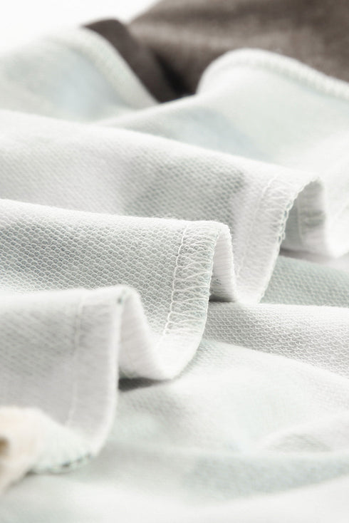 Leopard Print Color Block Pocketed Drawstring Hoodie