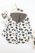 Leopard Print Color Block Pocketed Drawstring Hoodie