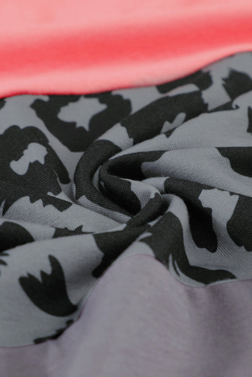 Leopard Print Color Block Short Sleeve T-Shirt