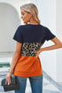 Leopard Print Color Block Short Sleeve T-Shirt