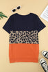 Leopard Print Color Block Short Sleeve T-Shirt
