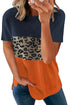 Leopard Print Color Block Short Sleeve T-Shirt