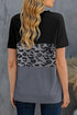 Leopard Print Color Block Short Sleeve T-Shirt