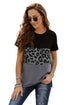 Leopard Print Color Block Short Sleeve T-Shirt