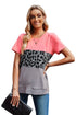 Leopard Print Color Block Short Sleeve T-Shirt