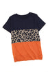 Leopard Print Color Block Short Sleeve T-Shirt