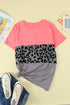 Leopard Print Color Block Short Sleeve T-Shirt