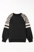 Leopard Print Colorblock Raglan Sleeve Sweatshirt