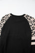 Leopard Print Colorblock Raglan Sleeve Sweatshirt