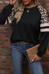 Leopard Print Colorblock Raglan Sleeve Sweatshirt