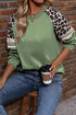 Leopard Print Colorblock Raglan Sleeve Sweatshirt