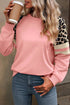 Leopard Print Colorblock Raglan Sleeve Sweatshirt