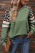 Leopard Print Colorblock Raglan Sleeve Sweatshirt