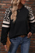 Leopard Print Colorblock Raglan Sleeve Sweatshirt