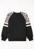 Leopard Print Colorblock Raglan Sleeve Sweatshirt