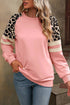 Leopard Print Colorblock Raglan Sleeve Sweatshirt
