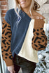 Leopard Print Contrast Color V Neck Sweater