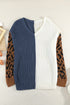 Leopard Print Contrast Color V Neck Sweater