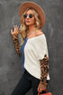 Leopard Print Contrast Color V Neck Sweater