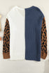 Leopard Print Contrast Color V Neck Sweater
