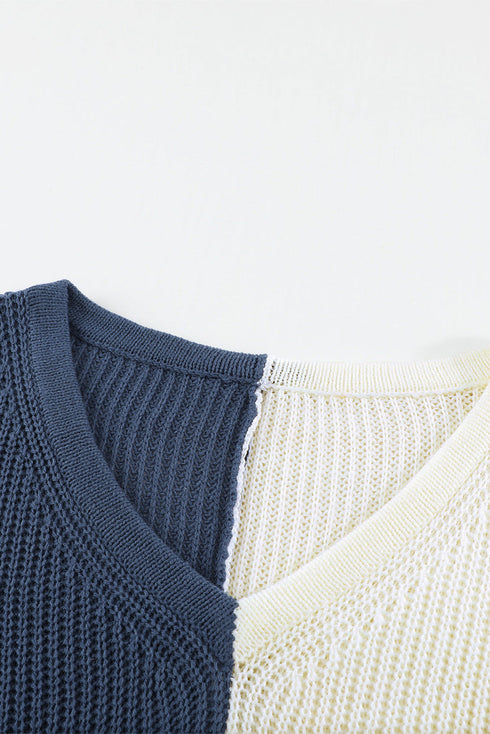 Leopard Print Contrast Color V Neck Sweater