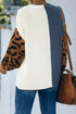 Leopard Print Contrast Color V Neck Sweater