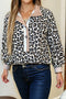 Leopard Print Contrast Cuff Button Down Woven Shirt