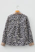 Leopard Print Contrast Cuff Button Down Woven Shirt