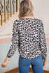 Leopard Print Contrast Cuff Button Down Woven Shirt
