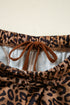 Leopard Print Contrast Rib Drop Shoulder Crewneck Pant Set