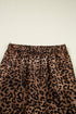 Leopard Print Contrast Rib Drop Shoulder Crewneck Pant Set
