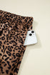 Leopard Print Contrast Rib Drop Shoulder Crewneck Pant Set