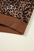 Leopard Print Contrast Rib Drop Shoulder Crewneck Pant Set