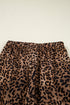 Leopard Print Contrast Rib Drop Shoulder Crewneck Pant Set