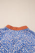 Leopard Print Contrast Ruffle Trim Puff Sleeve Blouse