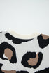Leopard Print Contrast Sleeve V Neck Knit Sweater