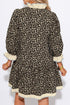 Leopard Print Contrast Trim Bracelet Sleeve Mini Dress