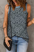 Leopard Print Contrast Trim Crew Neck Sleeveless Tank Top