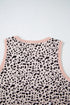 Leopard Print Contrast Trim Crew Neck Sleeveless Tank Top