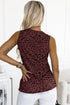 Leopard Print Contrast Trim Crew Neck Sleeveless Tank Top