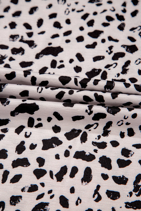 Leopard Print Contrast Trim Crew Neck Sleeveless Tank Top