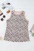 Leopard Print Contrast Trim Crew Neck Sleeveless Tank Top