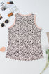 Leopard Print Contrast Trim Crew Neck Sleeveless Tank Top