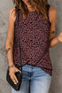 Leopard Print Contrast Trim Crew Neck Sleeveless Tank Top