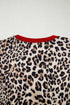 Leopard Print Contrast Trim Long Sleeve Knit Top