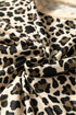 Leopard Print Contrast Trim Long Sleeve Pullover Drawstring Pocket Short Set