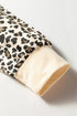 Leopard Print Contrast Trim Long Sleeve Pullover Drawstring Pocket Short Set